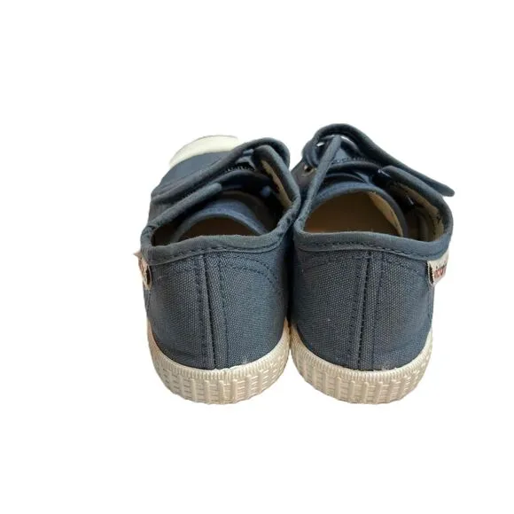 Victoria Blue Organic Cotton Sneakers Hook Loop Strap Closure Kids 28 / 11