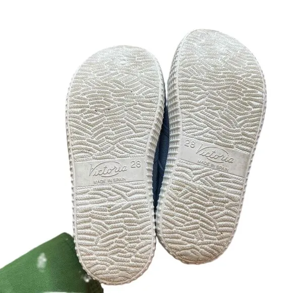 Victoria Blue Organic Cotton Sneakers Hook Loop Strap Closure Kids 28 / 11