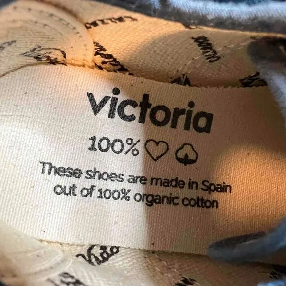 Victoria Blue Organic Cotton Sneakers Hook Loop Strap Closure Kids 28 / 11