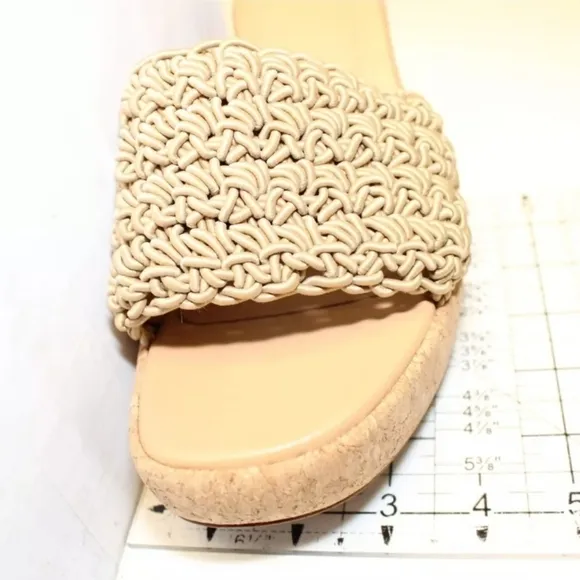 VINCE 8  38.5 Light Brown Macrame Slides Platform Sandals Shoes sandals