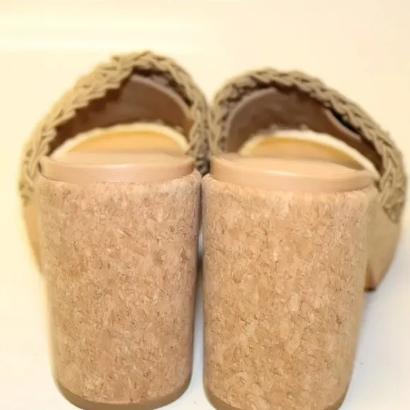 VINCE 8  38.5 Light Brown Macrame Slides Platform Sandals Shoes sandals