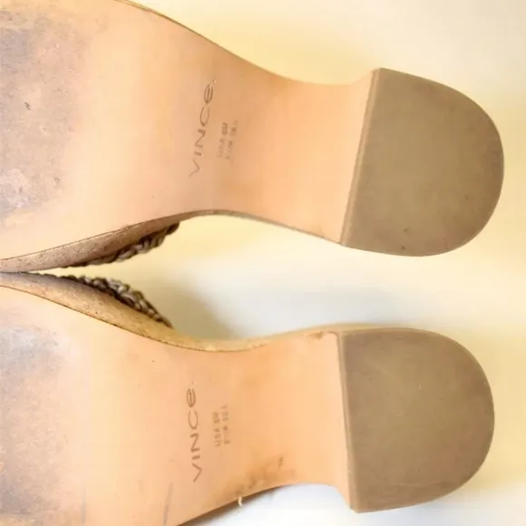 VINCE 8  38.5 Light Brown Macrame Slides Platform Sandals Shoes sandals