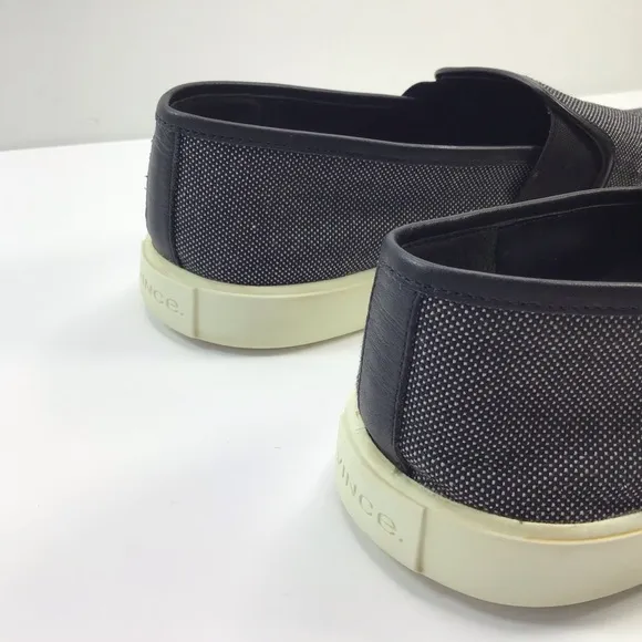 Vince Black Canvas Slip On Casual Sneakers