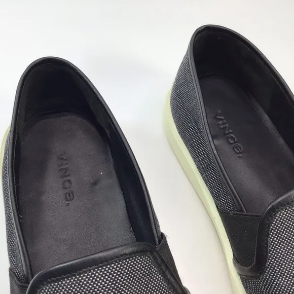 Vince Black Canvas Slip On Casual Sneakers