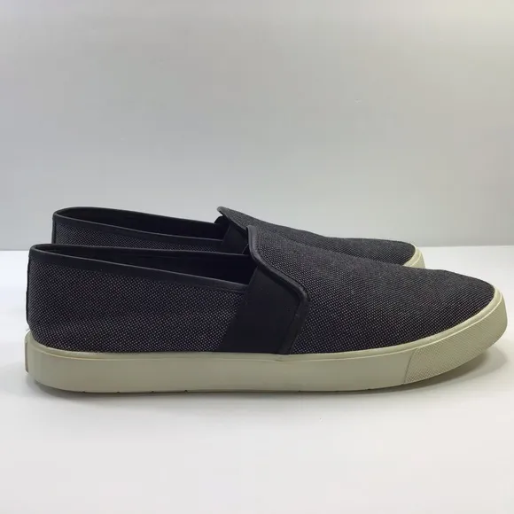 Vince Black Canvas Slip On Casual Sneakers