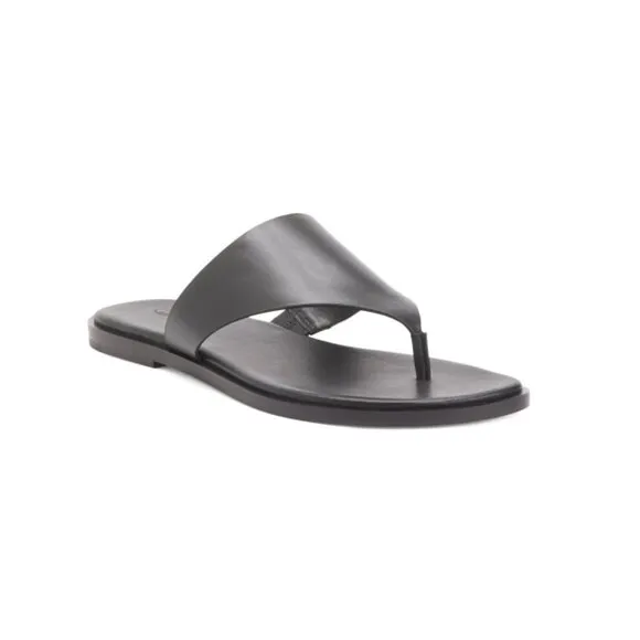 VINCE Black Leather Ellis Sandals