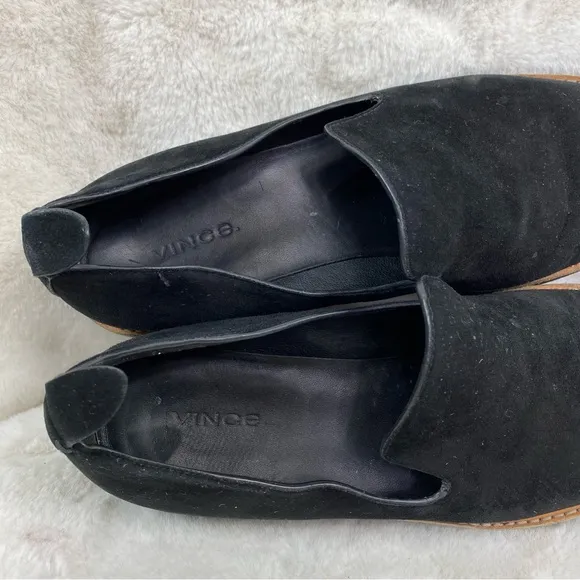 Vince Black Luxury Sanders Suede Slip-on Platform Lightweight Padded Flats 7M