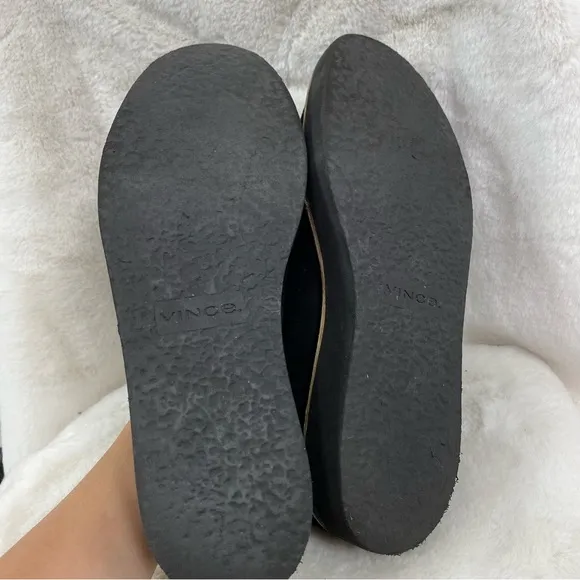 Vince Black Luxury Sanders Suede Slip-on Platform Lightweight Padded Flats 7M
