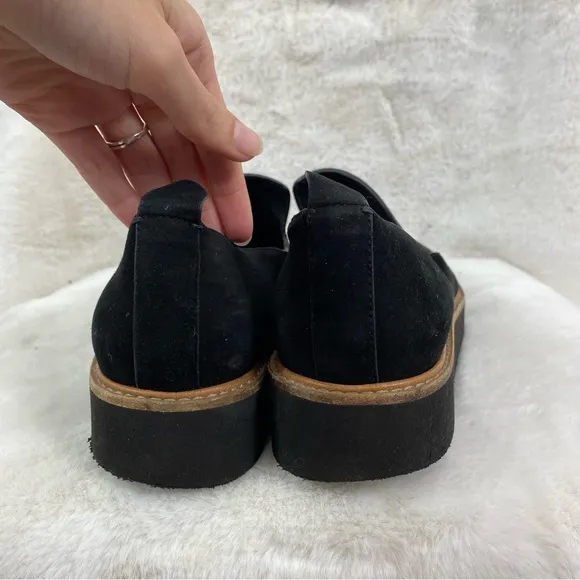Vince Black Luxury Sanders Suede Slip-on Platform Lightweight Padded Flats 7M