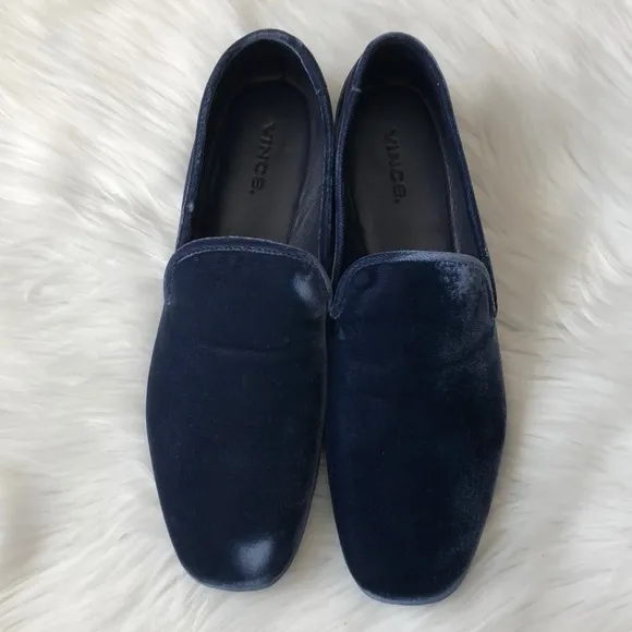 Vince Bray Blue Velvet Smoking Loafer Flats 6