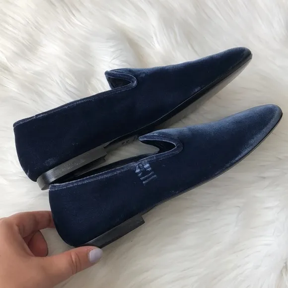 Vince Bray Blue Velvet Smoking Loafer Flats 6