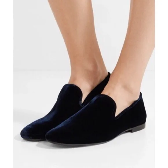Vince Bray Blue Velvet Smoking Loafer Flats 6