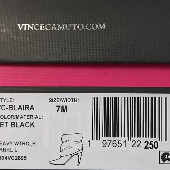 Vince Camuto Blaira Ankle Boots, Black Crinkled Leather, Women's 7