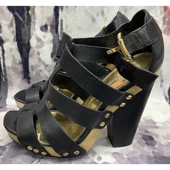 Vince Camuto Chunky Heel Clog Sandals Women’s 6 B Black VC-Kimball Soft Leather