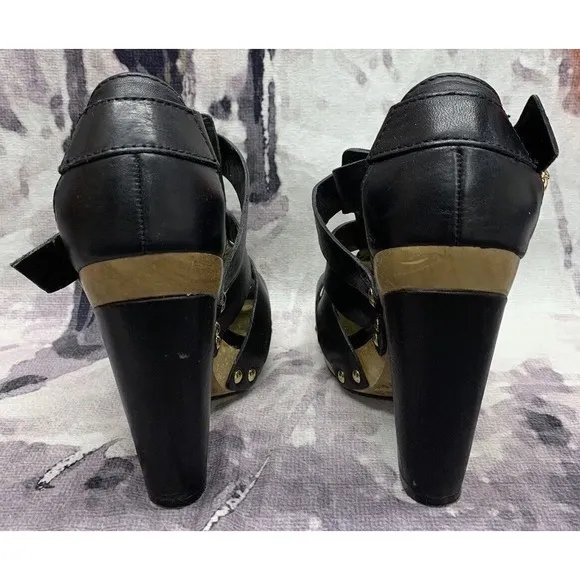 Vince Camuto Chunky Heel Clog Sandals Women’s 6 B Black VC-Kimball Soft Leather