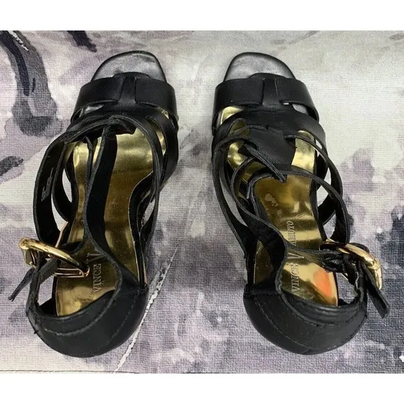 Vince Camuto Chunky Heel Clog Sandals Women’s 6 B Black VC-Kimball Soft Leather