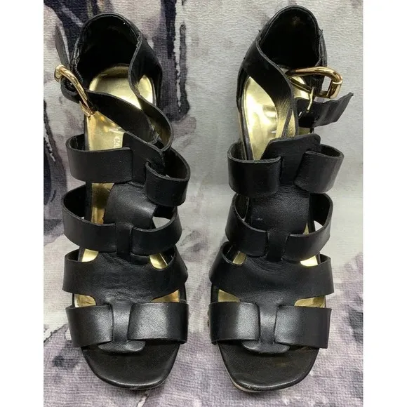 Vince Camuto Chunky Heel Clog Sandals Women’s 6 B Black VC-Kimball Soft Leather