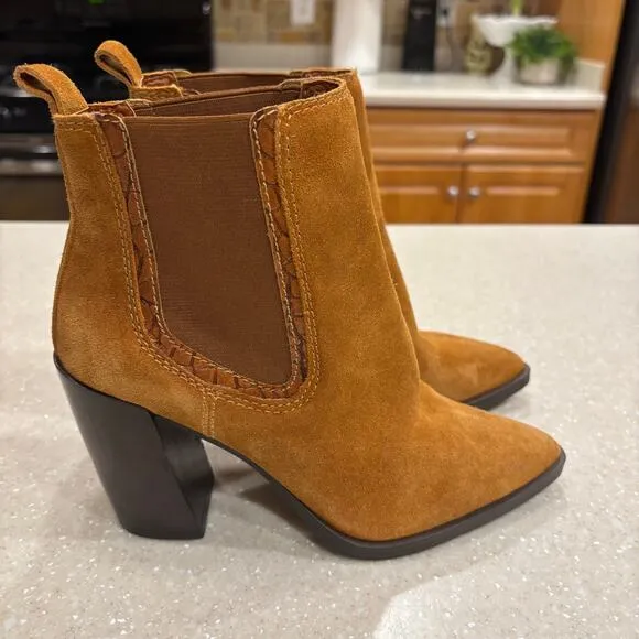 Vince Camuto Ratony Women's Size 5.5M Brown Leather Suede Elastic Chelsea Boots