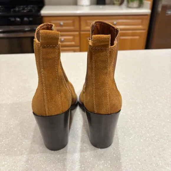 Vince Camuto Ratony Women's Size 5.5M Brown Leather Suede Elastic Chelsea Boots