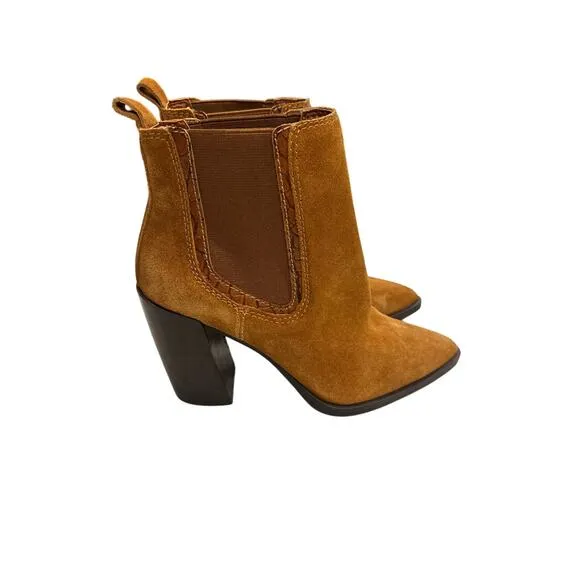 Vince Camuto Ratony Women's Size 5.5M Brown Leather Suede Elastic Chelsea Boots