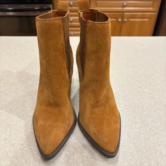 Vince Camuto Ratony Women's Size 5.5M Brown Leather Suede Elastic Chelsea Boots