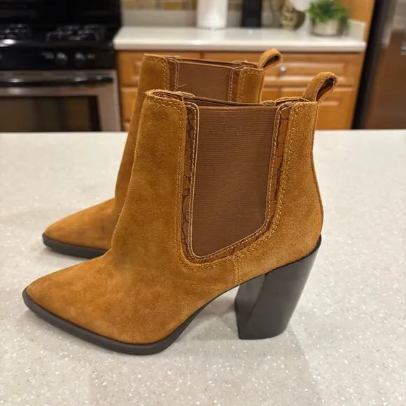 Vince Camuto Ratony Women's Size 5.5M Brown Leather Suede Elastic Chelsea Boots