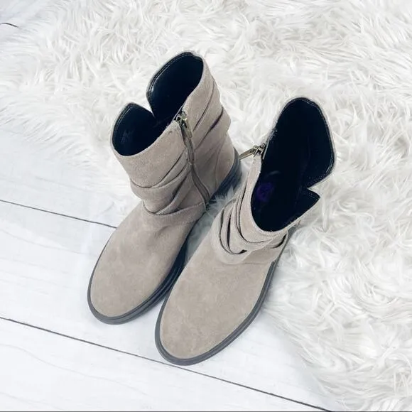 Vince Camuto Taupe Brown Suede Leather Moto Boots Size 8.5 VP- Belisha2