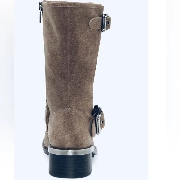Vince Camuto VC Windy Foxy Verona leather upper tan boots with buckle Sz-6.5M. I