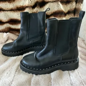 Vince Camuto Women's Meendey Black Leather Chelsea Bootie Studs Boots - 9.5