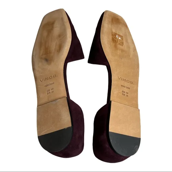 Vince Cyder D’orsay Black Plum Suede Flats