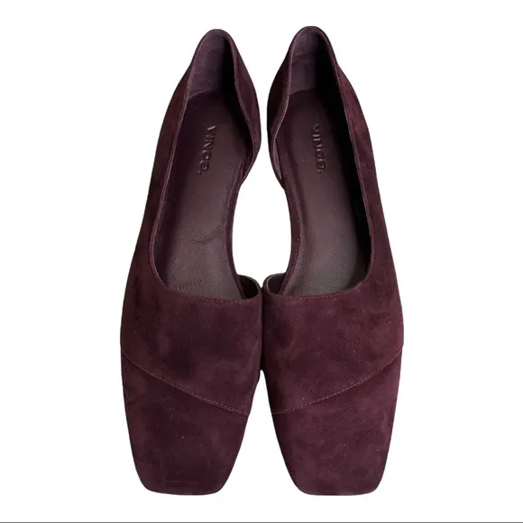 Vince Cyder D’orsay Black Plum Suede Flats