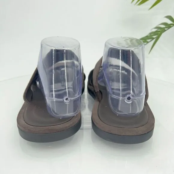 Vince Diego Slides Men's Size 7 Brown Suede Leather Slip On Shoes Comfy Casual