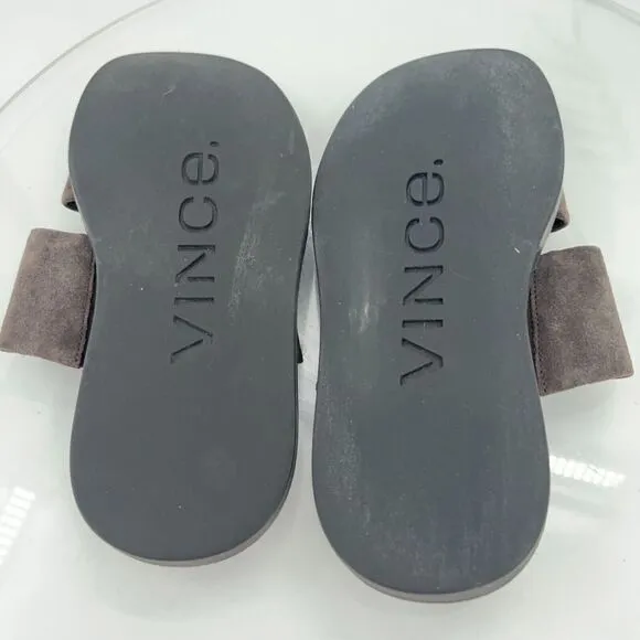 Vince Diego Slides Men's Size 7 Brown Suede Leather Slip On Shoes Comfy Casual