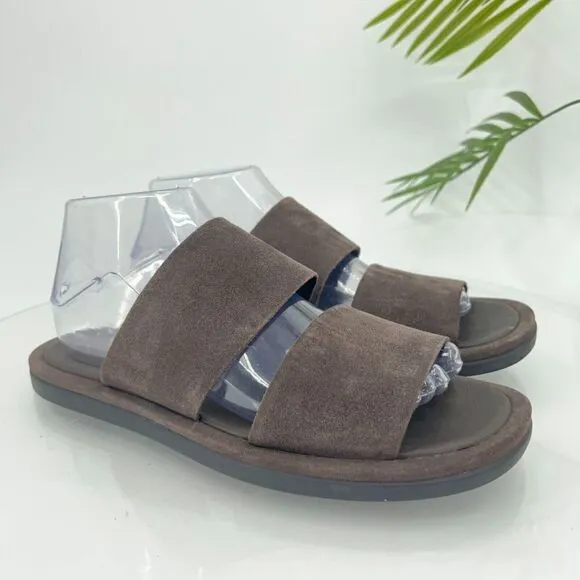 Vince Diego Slides Men's Size 7 Brown Suede Leather Slip On Shoes Comfy Casual