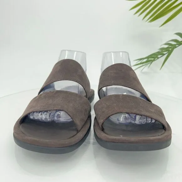 Vince Diego Slides Men's Size 7 Brown Suede Leather Slip On Shoes Comfy Casual