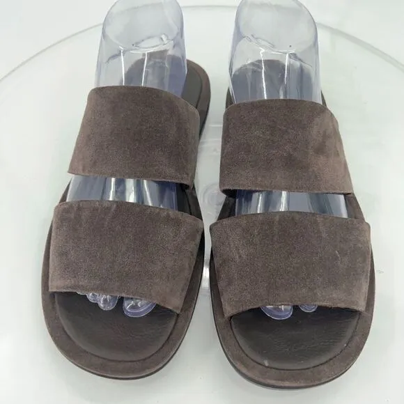 Vince Diego Slides Men's Size 7 Brown Suede Leather Slip On Shoes Comfy Casual