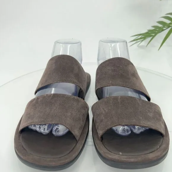 Vince Diego Slides Men's Size 7 Brown Suede Leather Slip On Shoes Comfy Casual