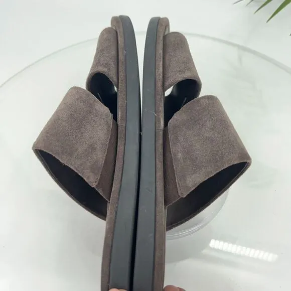 Vince Diego Slides Men's Size 7 Brown Suede Leather Slip On Shoes Comfy Casual