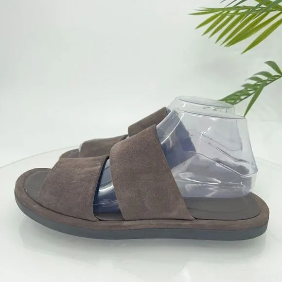 Vince Diego Slides Men's Size 7 Brown Suede Leather Slip On Shoes Comfy Casual