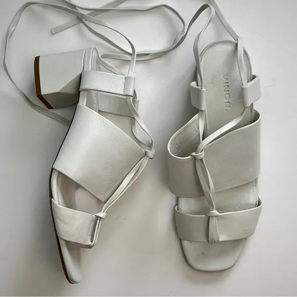 Vince Dunaway Ankle-Wrap Leather Sandals, Size 7.5