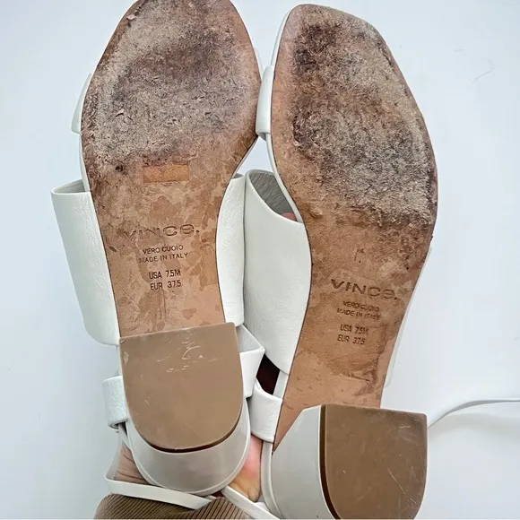 Vince Dunaway Ankle-Wrap Leather Sandals, Size 7.5