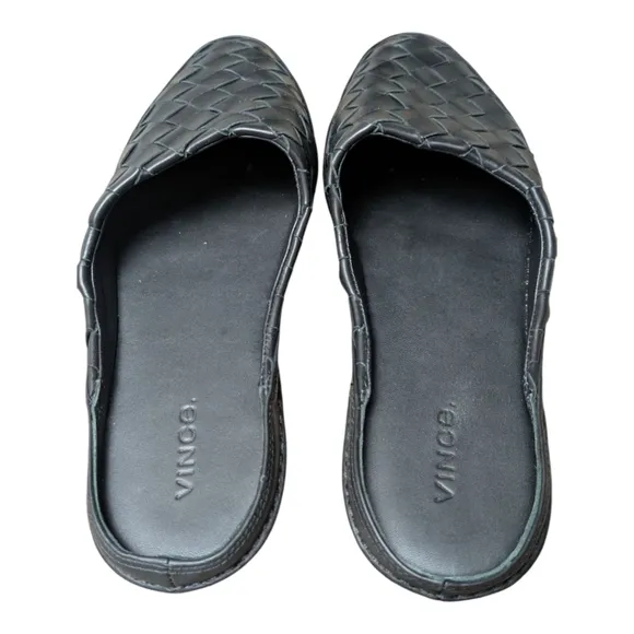 Vince Freeman Black Woven Slides Mules Women's Size 8 Medium