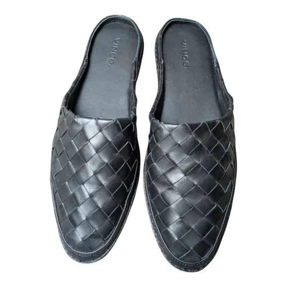Vince Freeman Black Woven Slides Mules Women's Size 8 Medium