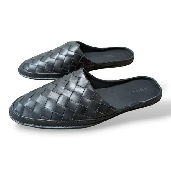 Vince Freeman Black Woven Slides Mules Women's Size 8 Medium