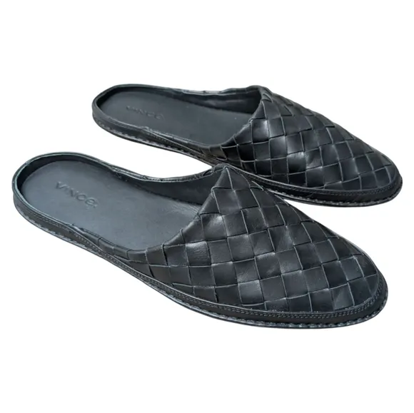 Vince Freeman Black Woven Slides Mules Women's Size 8 Medium