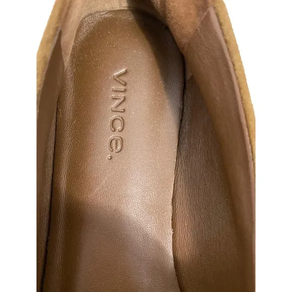Vince Leather Suede Milo Clark Loafer Smoking Slipper Flats Box Toe Tan Size 6