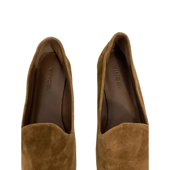 Vince Leather Suede Milo Clark Loafer Smoking Slipper Flats Box Toe Tan Size 6