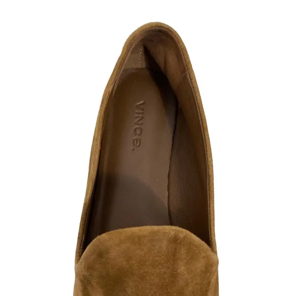 Vince Leather Suede Milo Clark Loafer Smoking Slipper Flats Box Toe Tan Size 6
