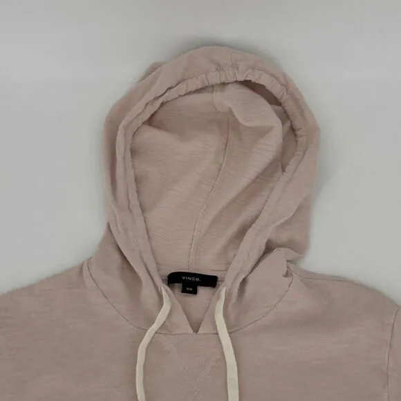 Vince M Dusty Mauve Slub Hoodie 100% Cotton Pullover Cozycore Minimalist Basic