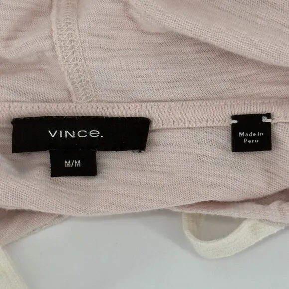 Vince M Dusty Mauve Slub Hoodie 100% Cotton Pullover Cozycore Minimalist Basic